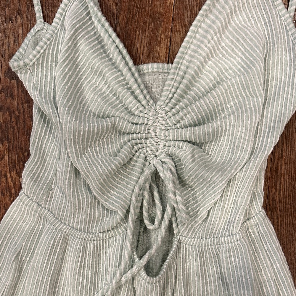 Striped White Jumpsuit with Spaghetti Straps - Picture 2 of 2